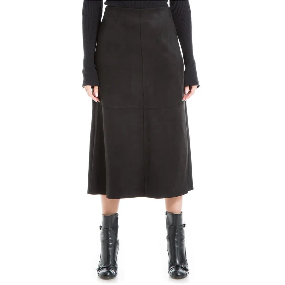 MAX STUDIO Faux Suede A-Line Midi Skirt